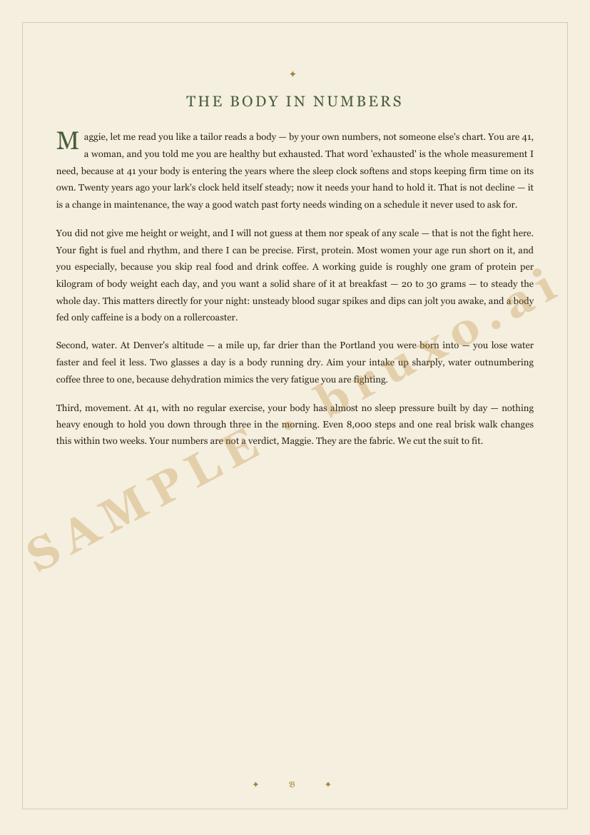 Page 9 of a Natal Map of the Body, veiled because it belongs to whoever ordered it (sample)
