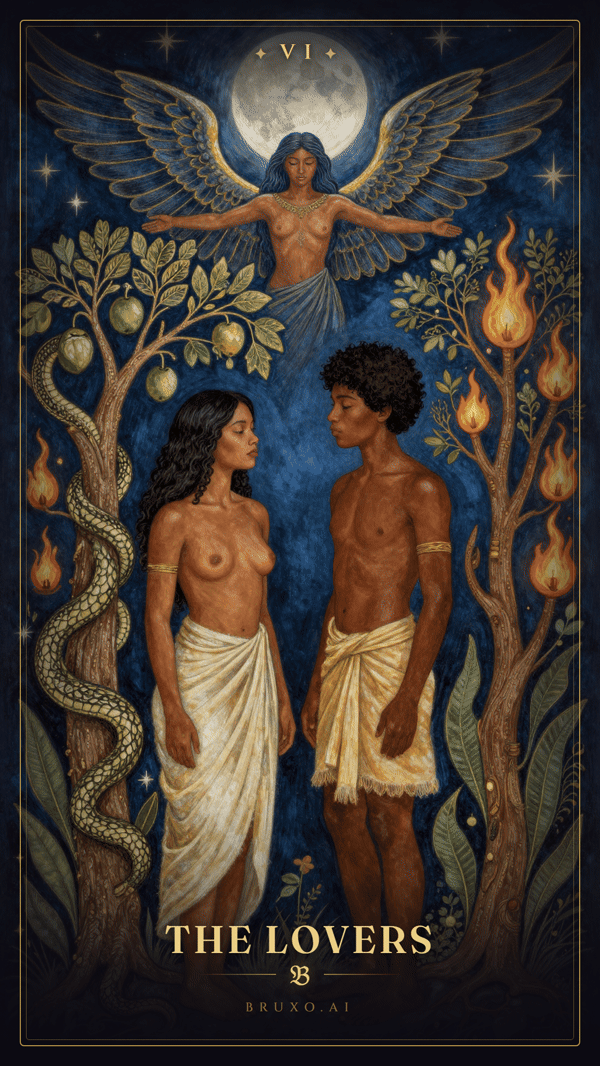 The Lovers tarot card, major arcana