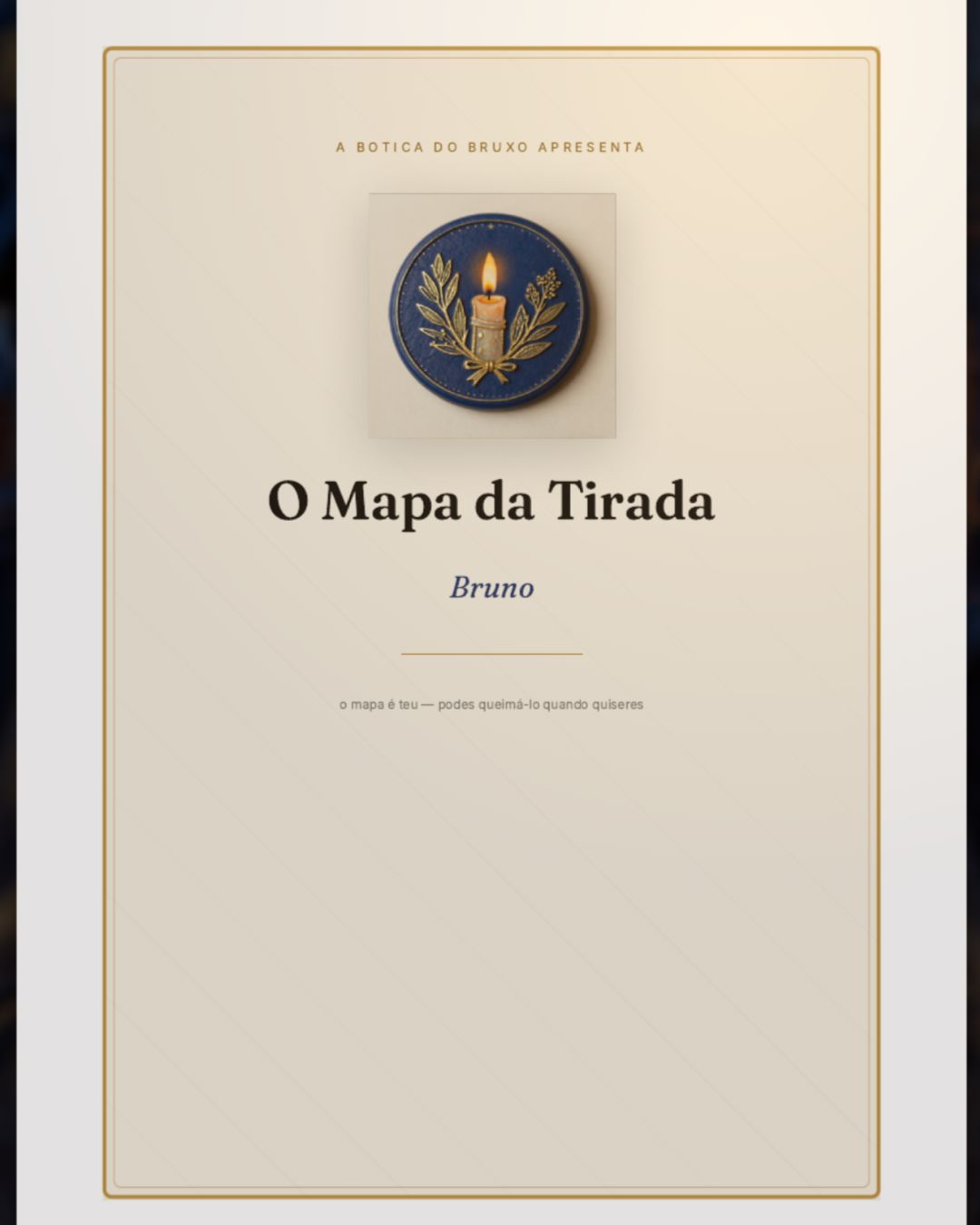 Um Mapa real na mesa da botica, as anotações à mão do bruxo nas páginas